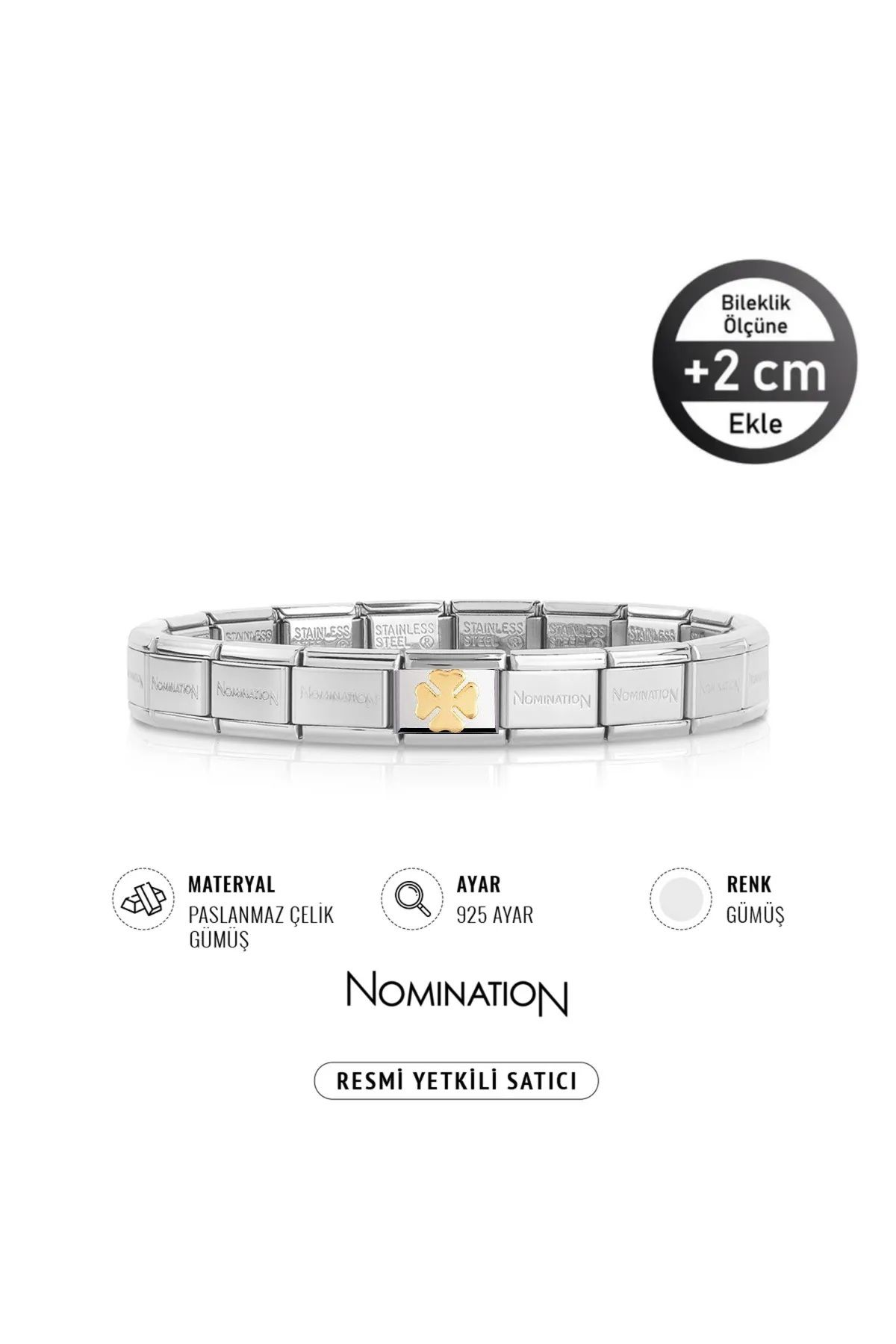 NOMİNATİON İtalyan Bileklik 925 Ayar Gümüş Yonca Ve Çelik Bileklik Silver