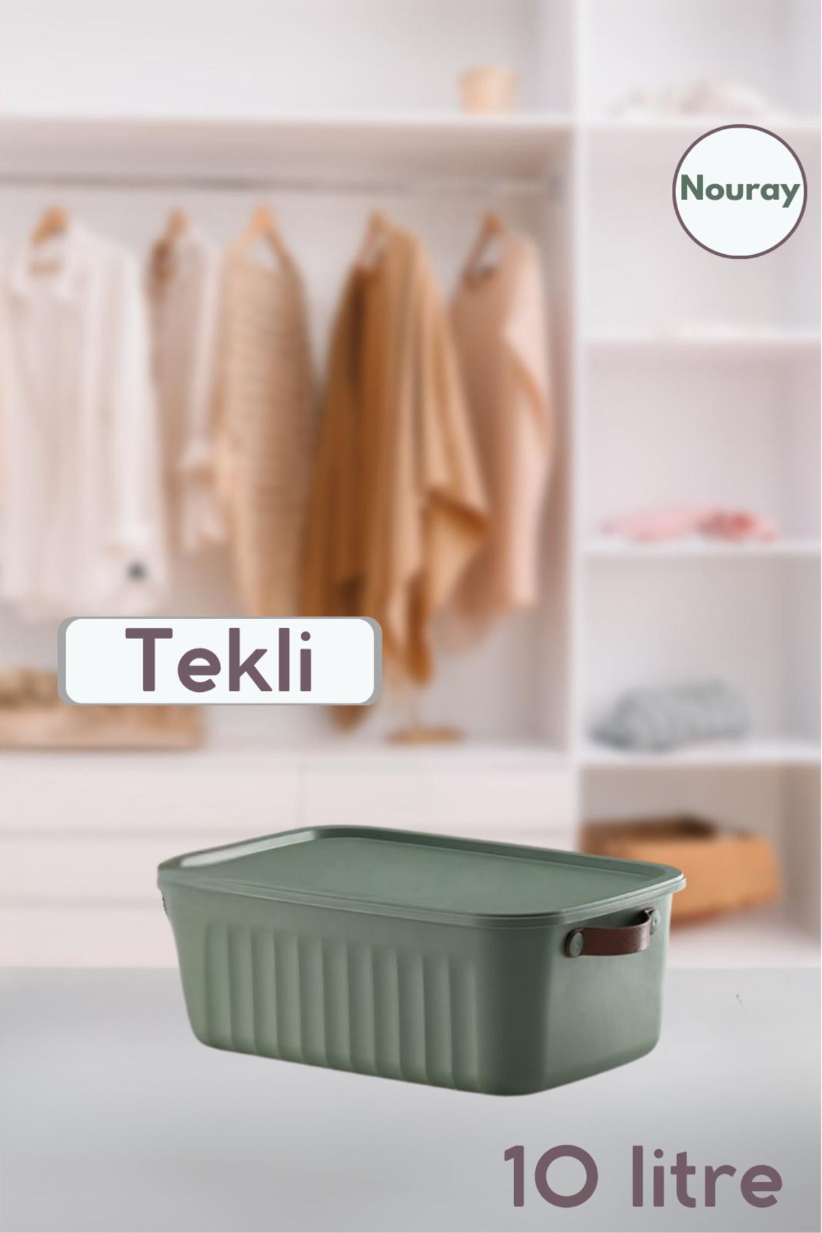 nouray Tekli AZ YER KAPLAYAN 10LT Çok Amaçlı Düzenleyici Kapaklı Kutu, Organizer