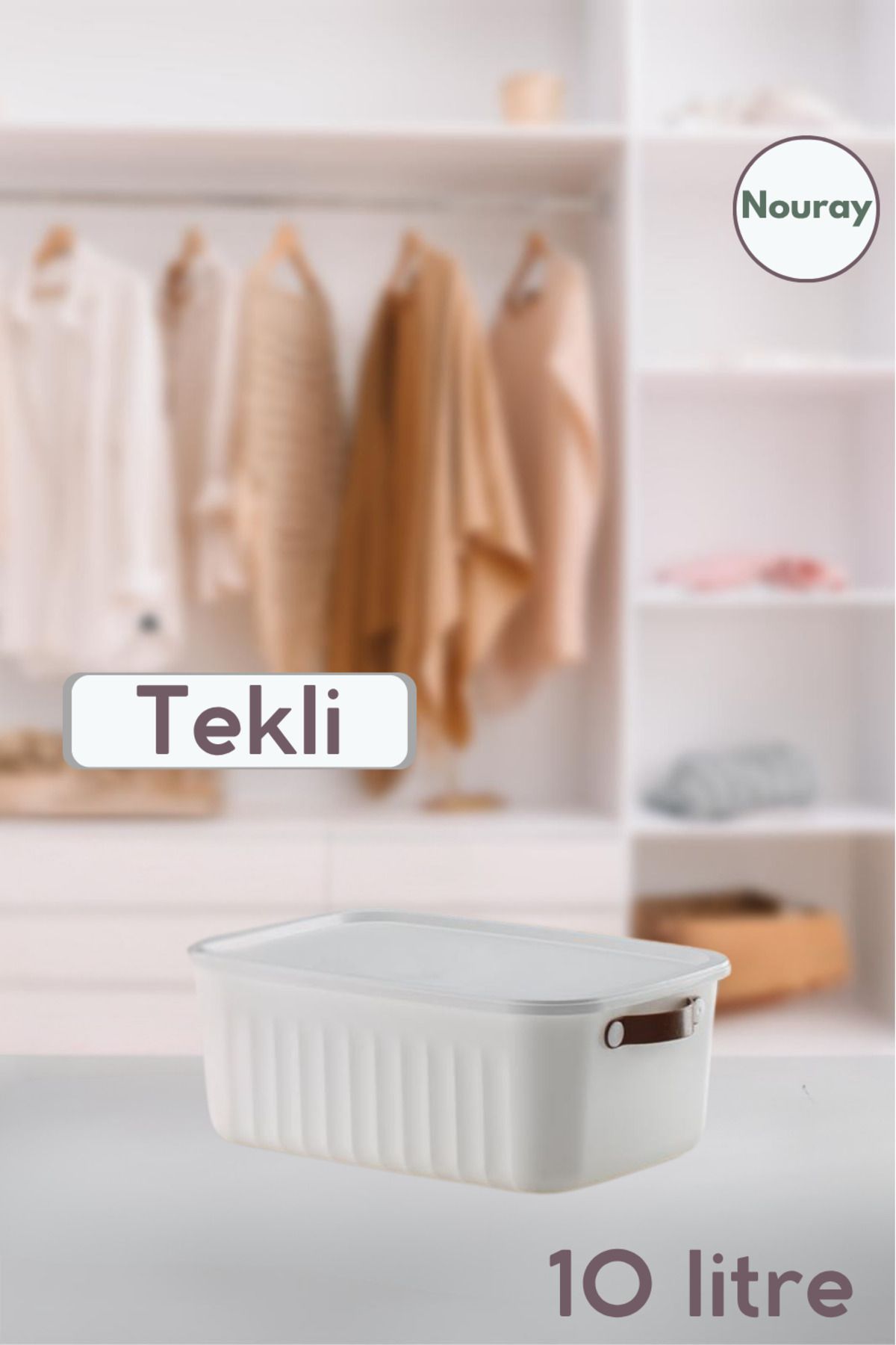 nouray Tekli AZ YER KAPLAYAN 10LT Çok Amaçlı Düzenleyici Kapaklı Kutu, Organizer