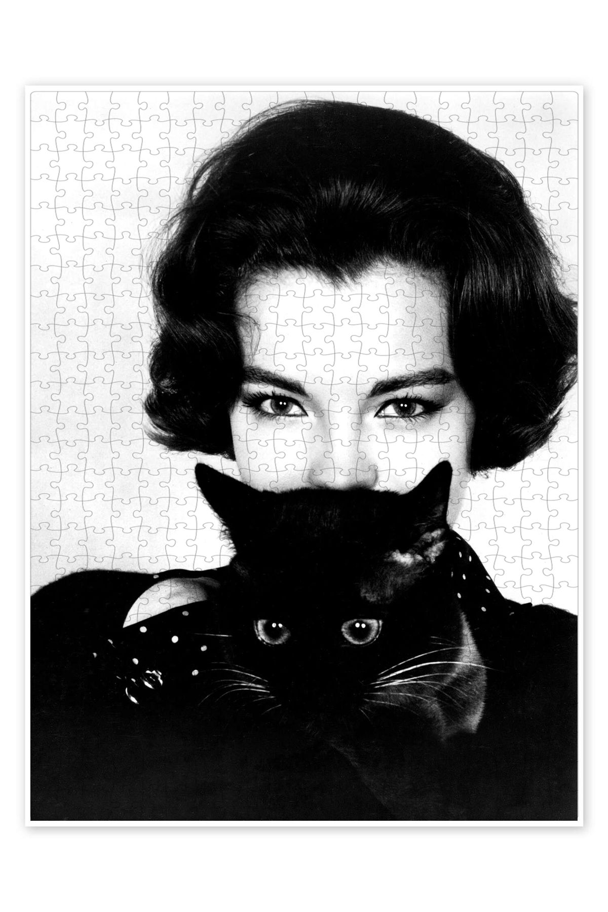 Jeronkarji Romy Schneider ve Kara Kedi, 1965 500 Parça Puzzle Yapboz Klasik Film Temalı