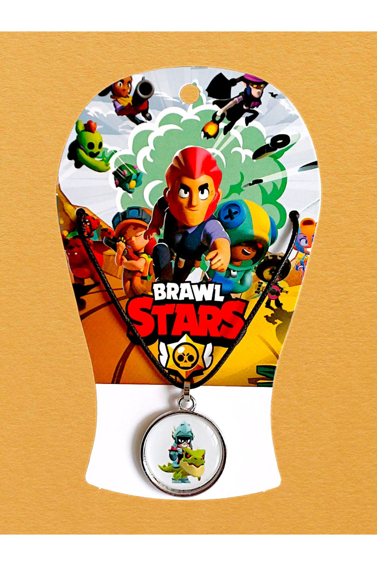 anonim Brawl Stars Figür Dino Leon Kolye – Ayarlanabilir Sistemli, Kartlı Fan Ürünü