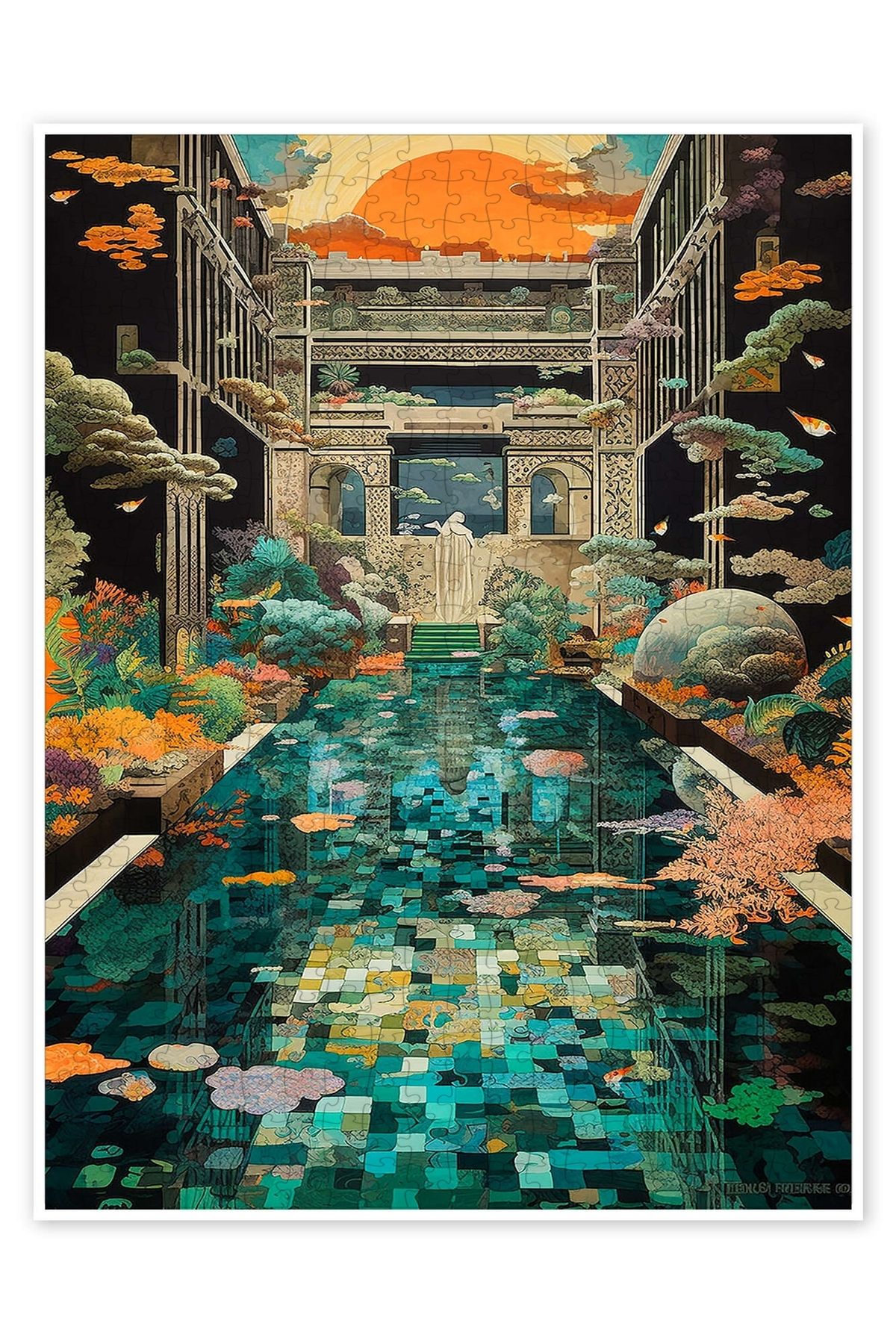 Jeronkarji Derin Renk Havuz 500 Parça Puzzle Yapboz Bohem Soyut Sanat Temalı