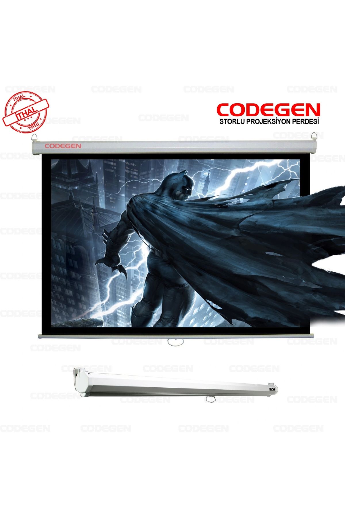 CODEGEN Ax-20 200x200 Cm Storlu Manuel Projeksiyon Perdesi (ARKASI SİYAH FONLU)