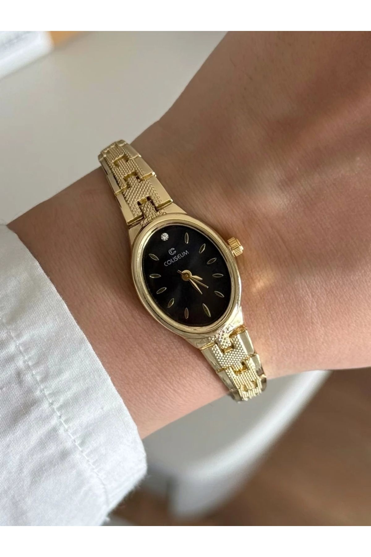 RoseandRoses Benibon Oval Kasa Minimal Kadın Kol Saati Gold (Siyah Kasa)