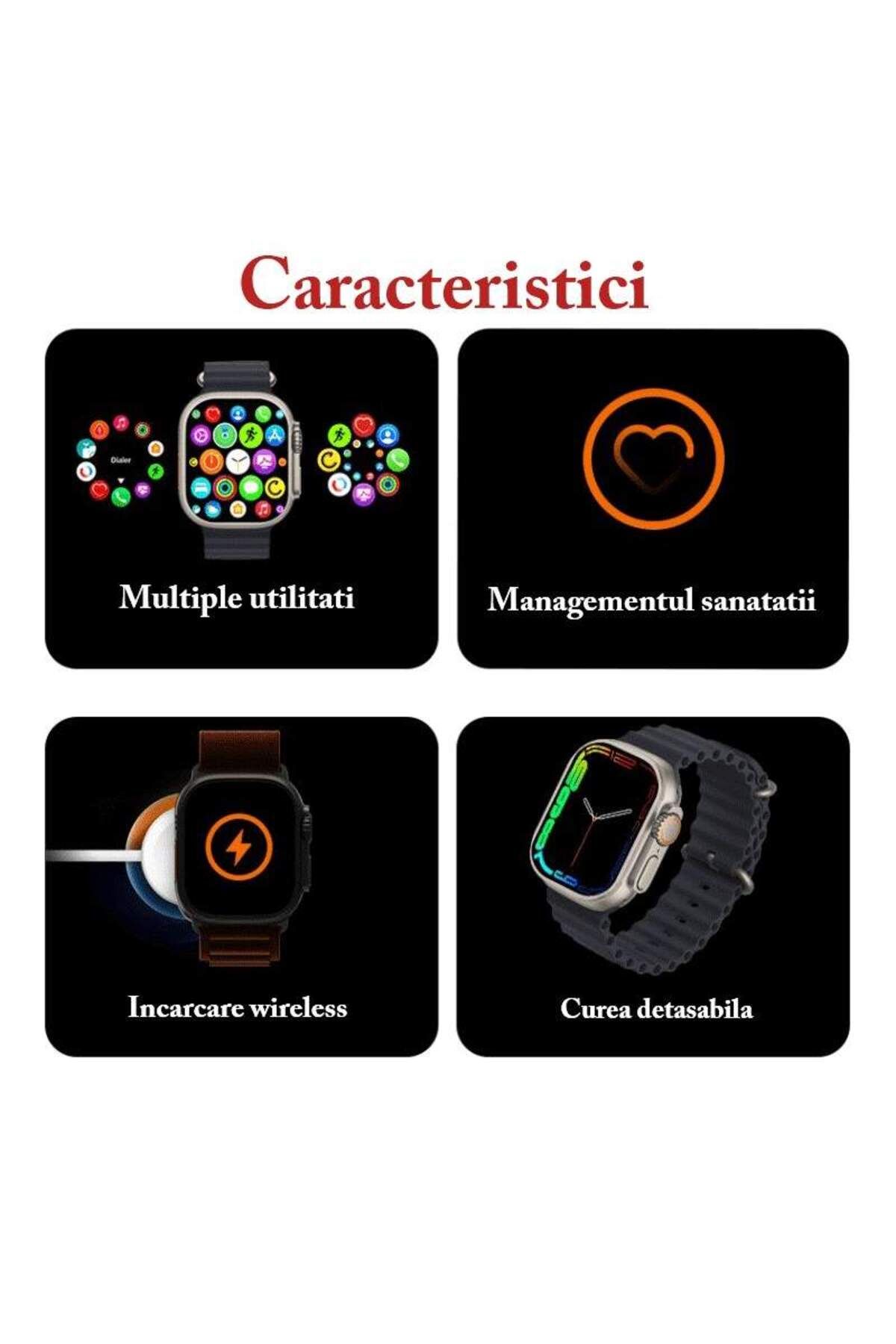SIKS-Ceas inteligent SmartCall Ultra S9, VIZUALIZARE COMPLETĂ, Apel Bluetooth, Monitorizare 4