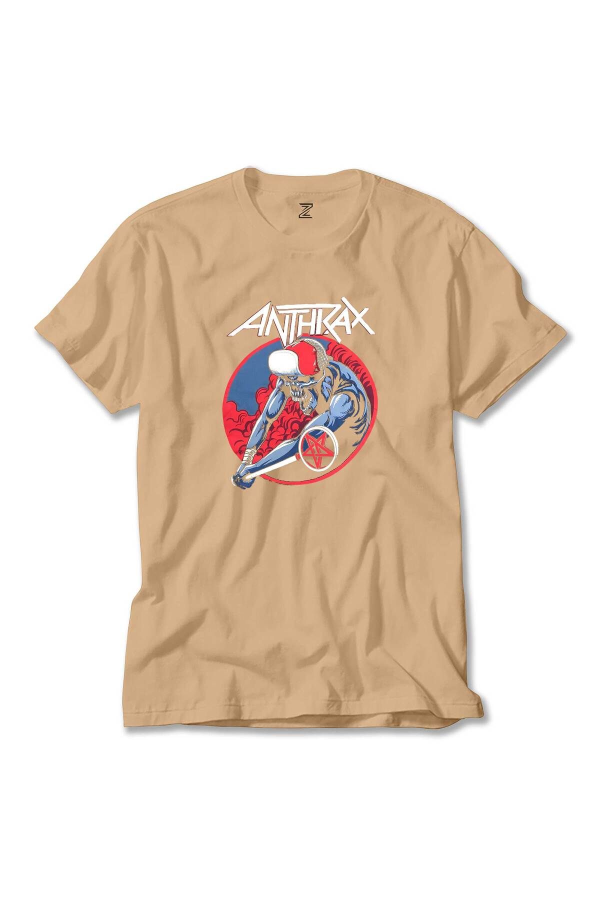 Z zepplin Anthrax Pentegram Krem Tişört