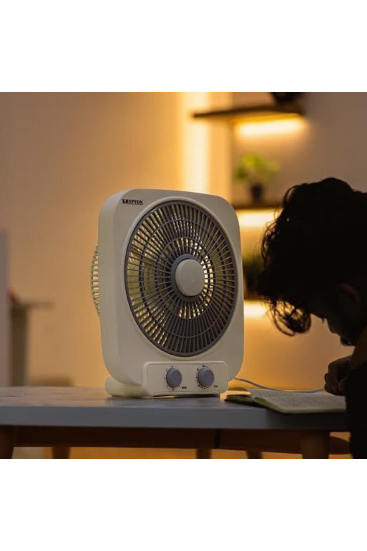KRYPTON-Compact 10" Box Fan – 3-speed, 6 Pp Blades, Timer Function, Silent Operation 5
