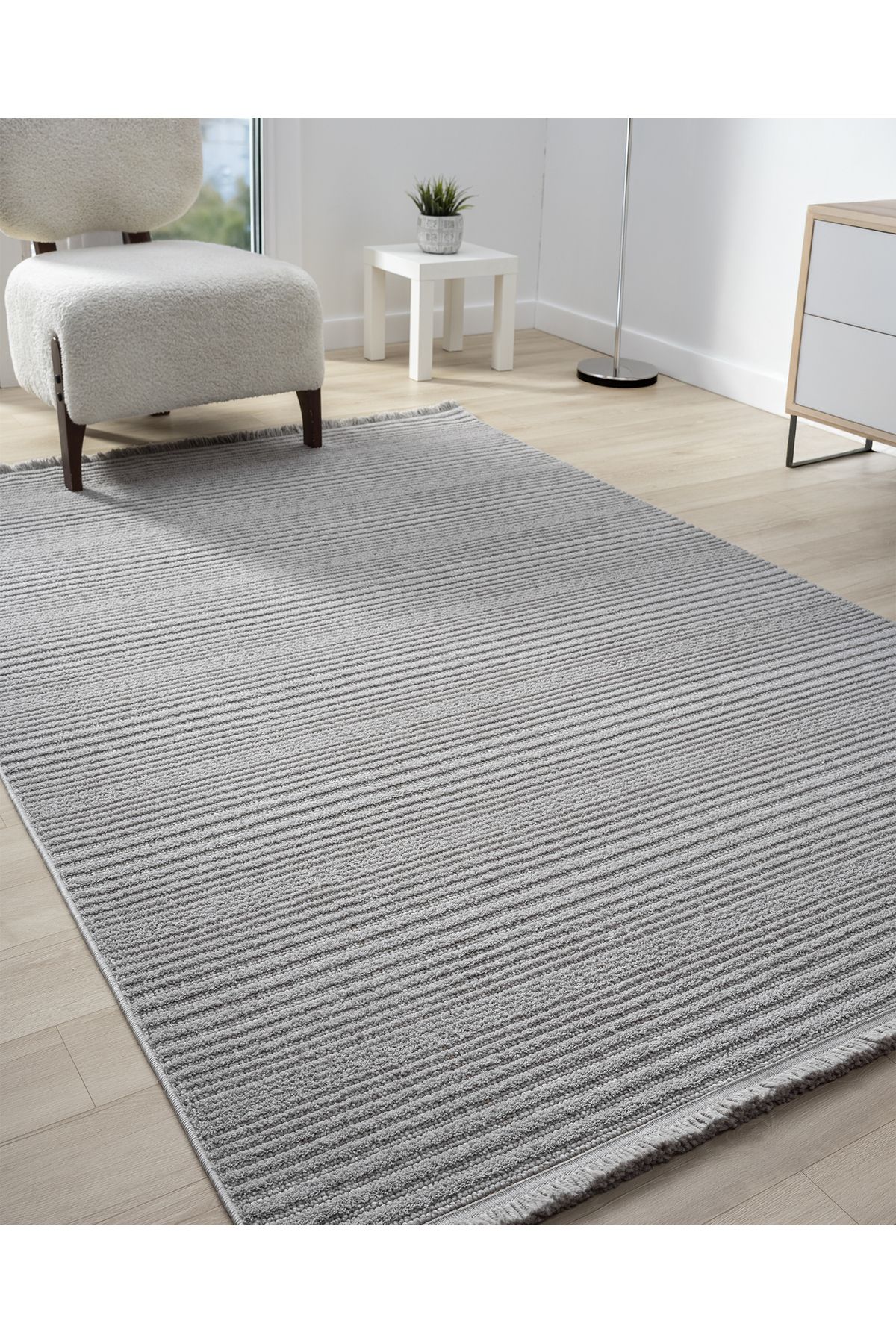 Mariesse Home Step Serisi Naturel Bukleli Yumuşak Dokulu Iskandinav Dokuma Halı