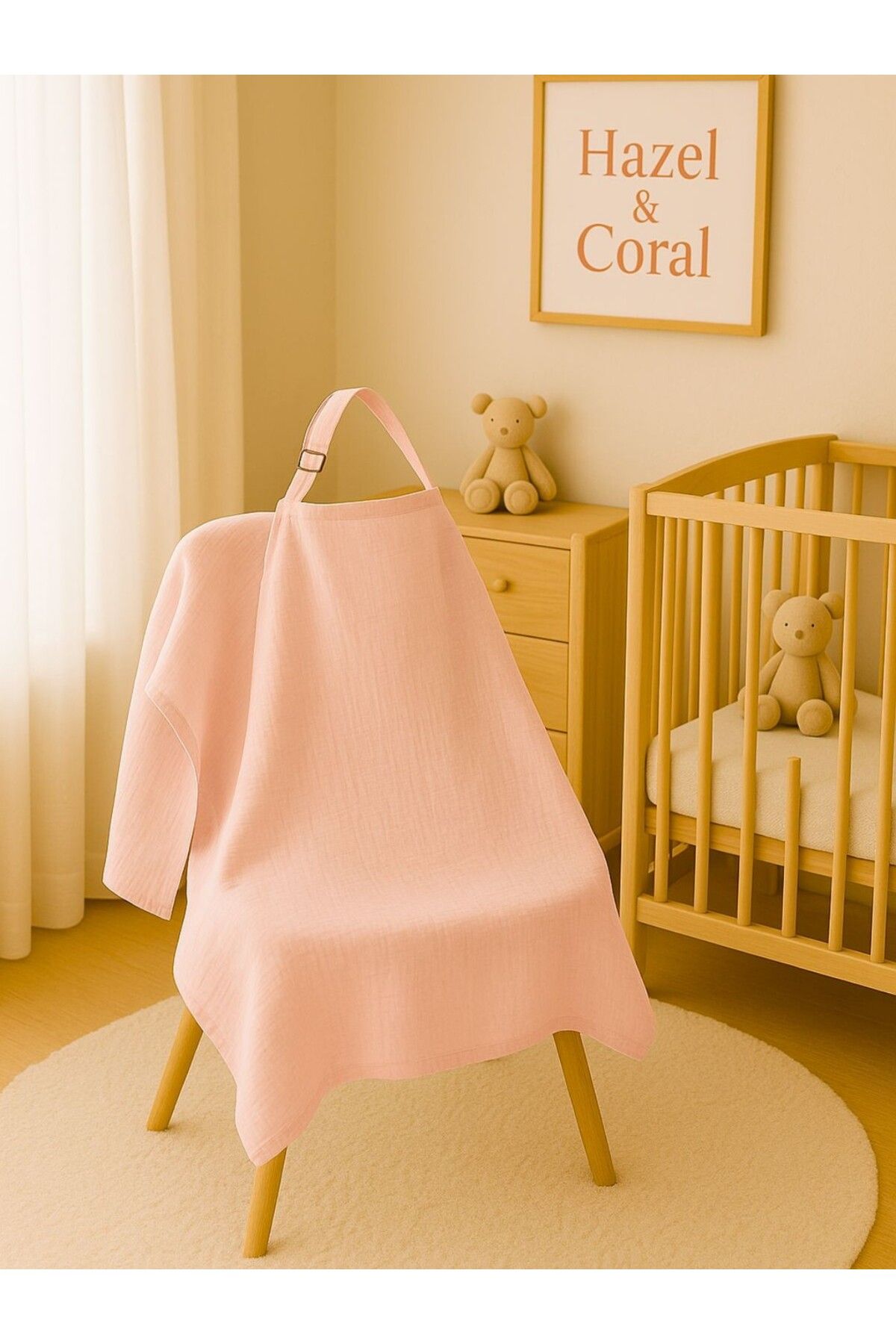 Hazel Coral Gül Kurusu Müslin Emzirme Önlüğü