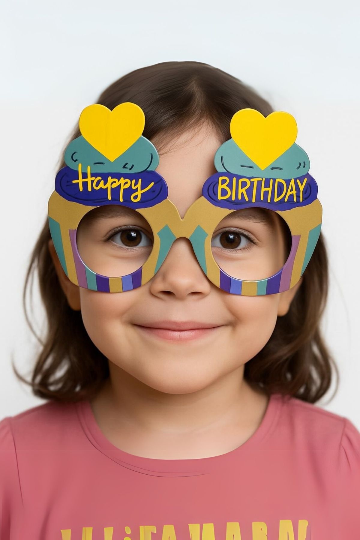 ReilaParty Happy Birthday Yazılı Cupcake Temalı Renkli Doğum Günü Karton Parti Gözlüğü 6 Adet