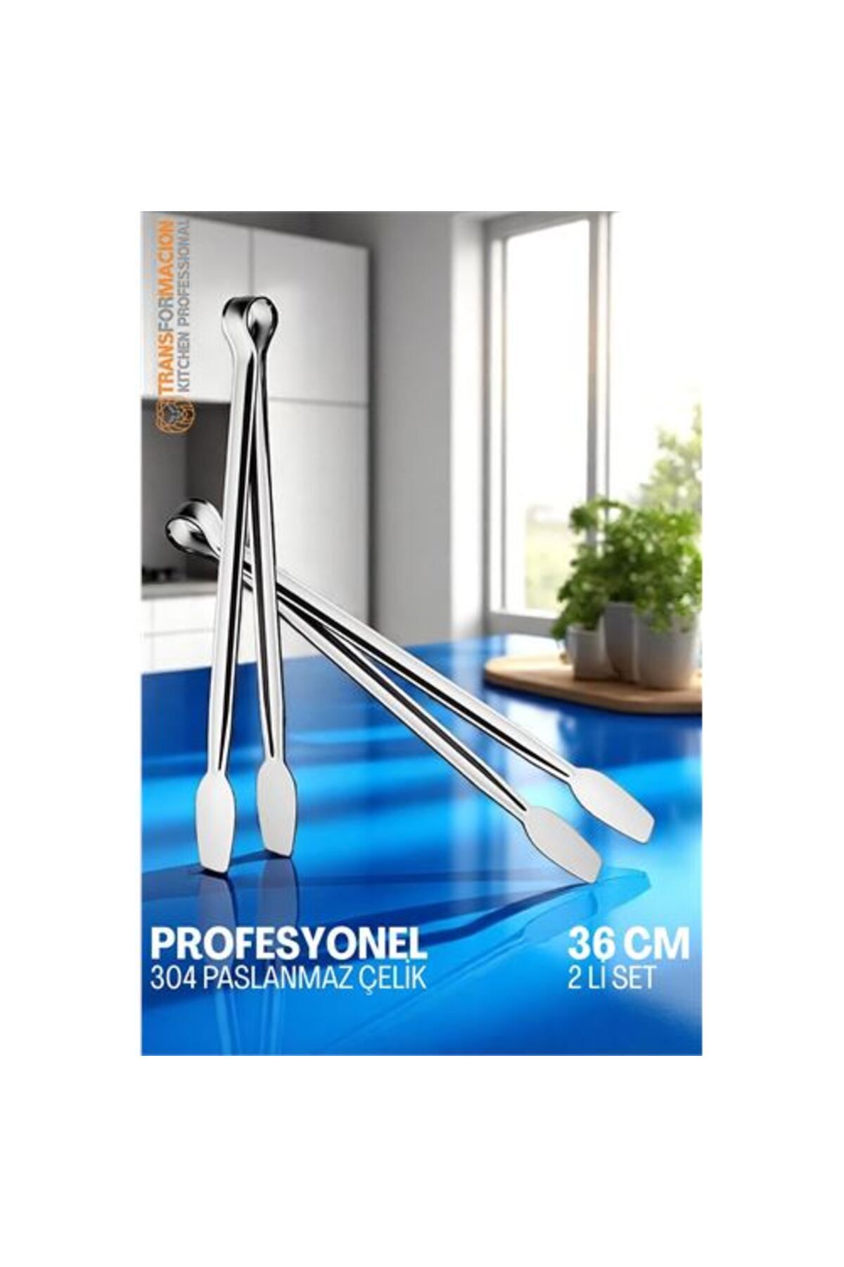 Findit Mutfak Maşası - Mangal Barbekü Maşası - Izgara Maşası Tava Maşası Çelik 36 Cm