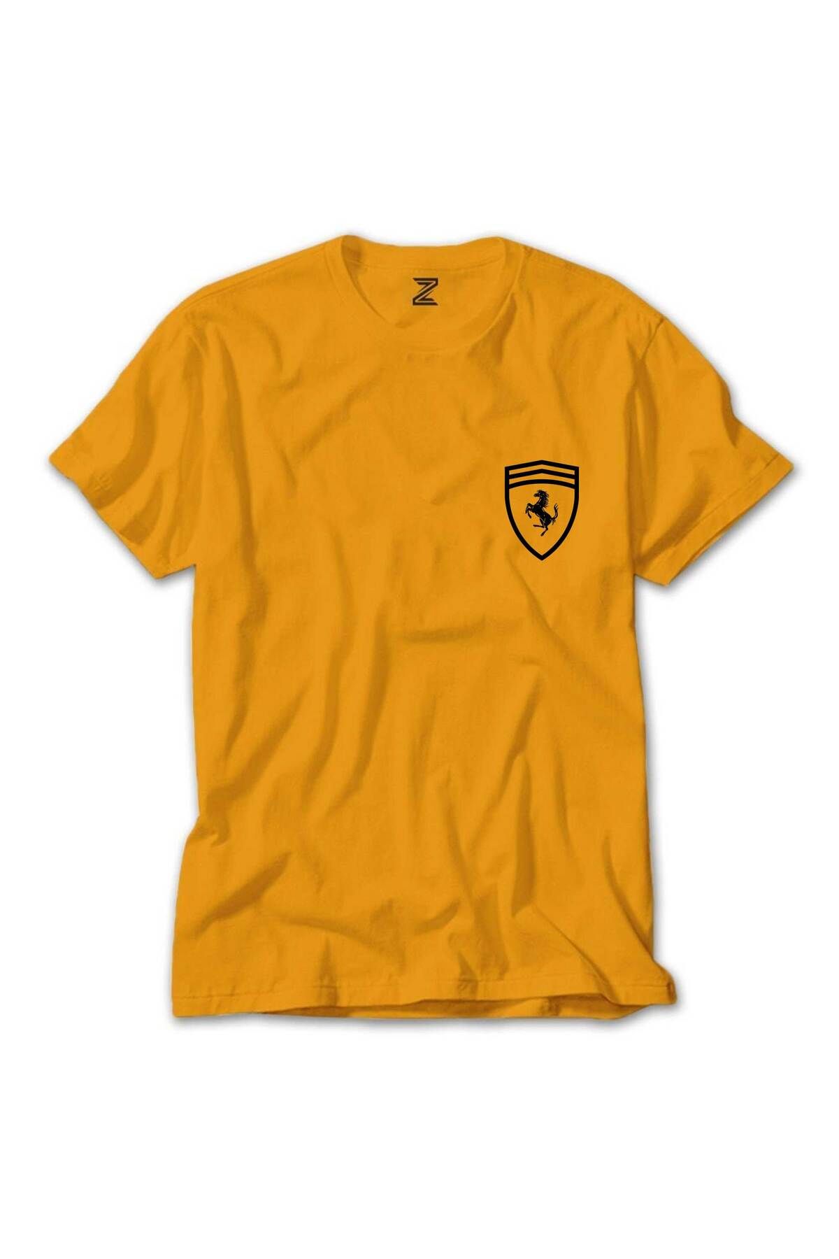 Z zepplin Ferari Logo Horse Sarı Tişört