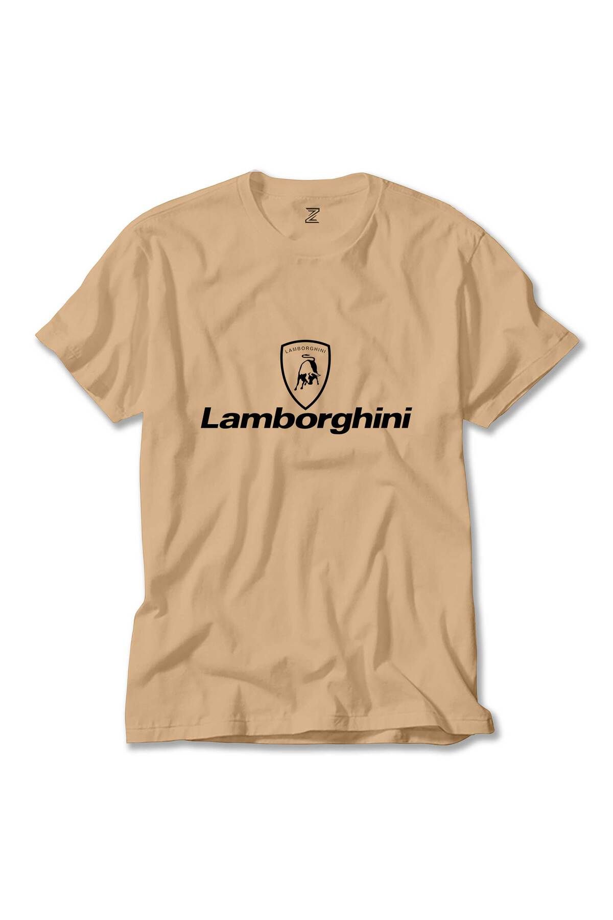 Z zepplin Lamborghni Logo Text Krem Tişört