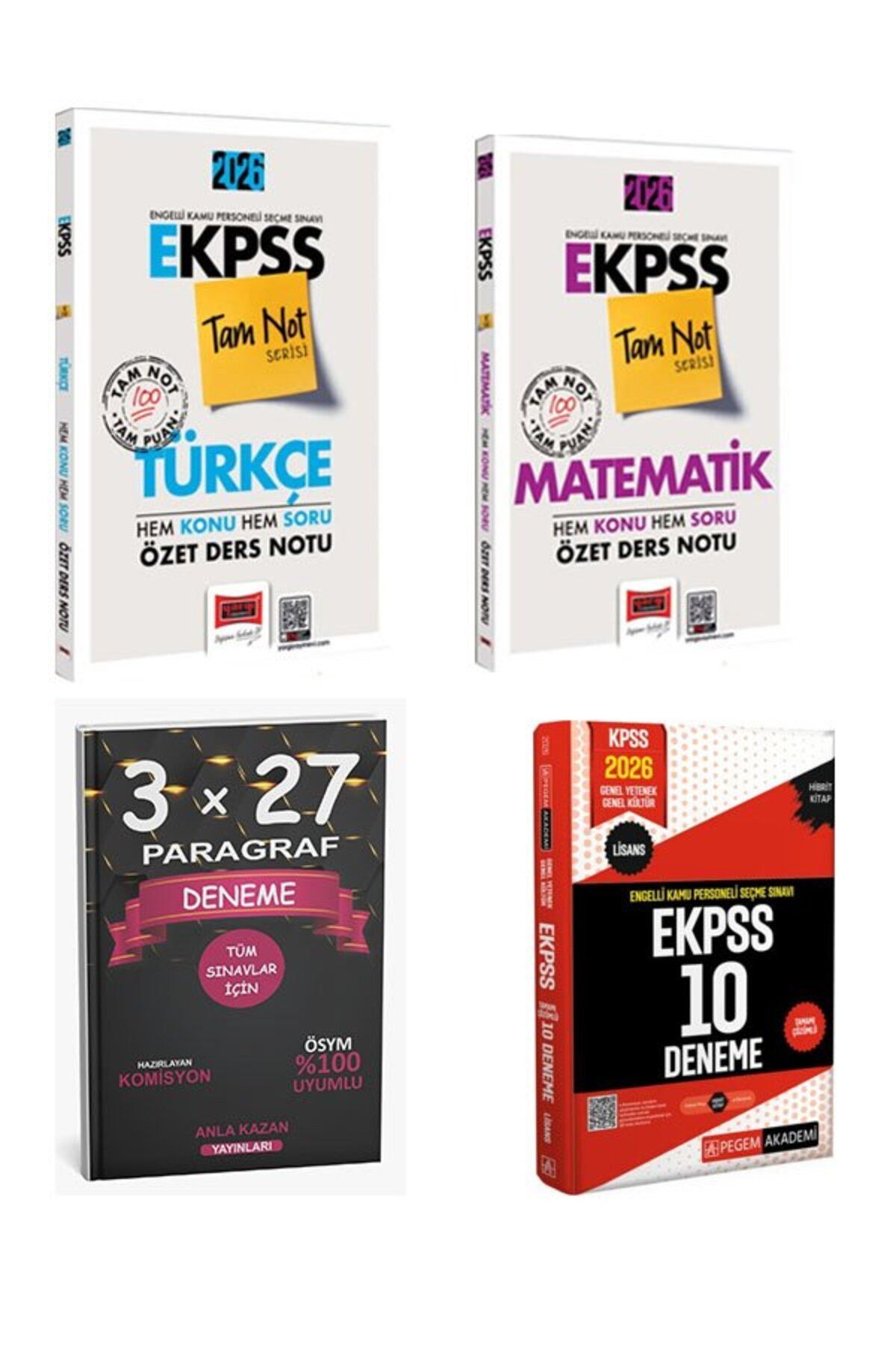 Anla Kazan Yayınları Yargı Yayınları 2026 E KPSS Tam Not Serisi Türkçe+Matematik Hem Konu Hem Soru Özet Ders Notu+Pegem