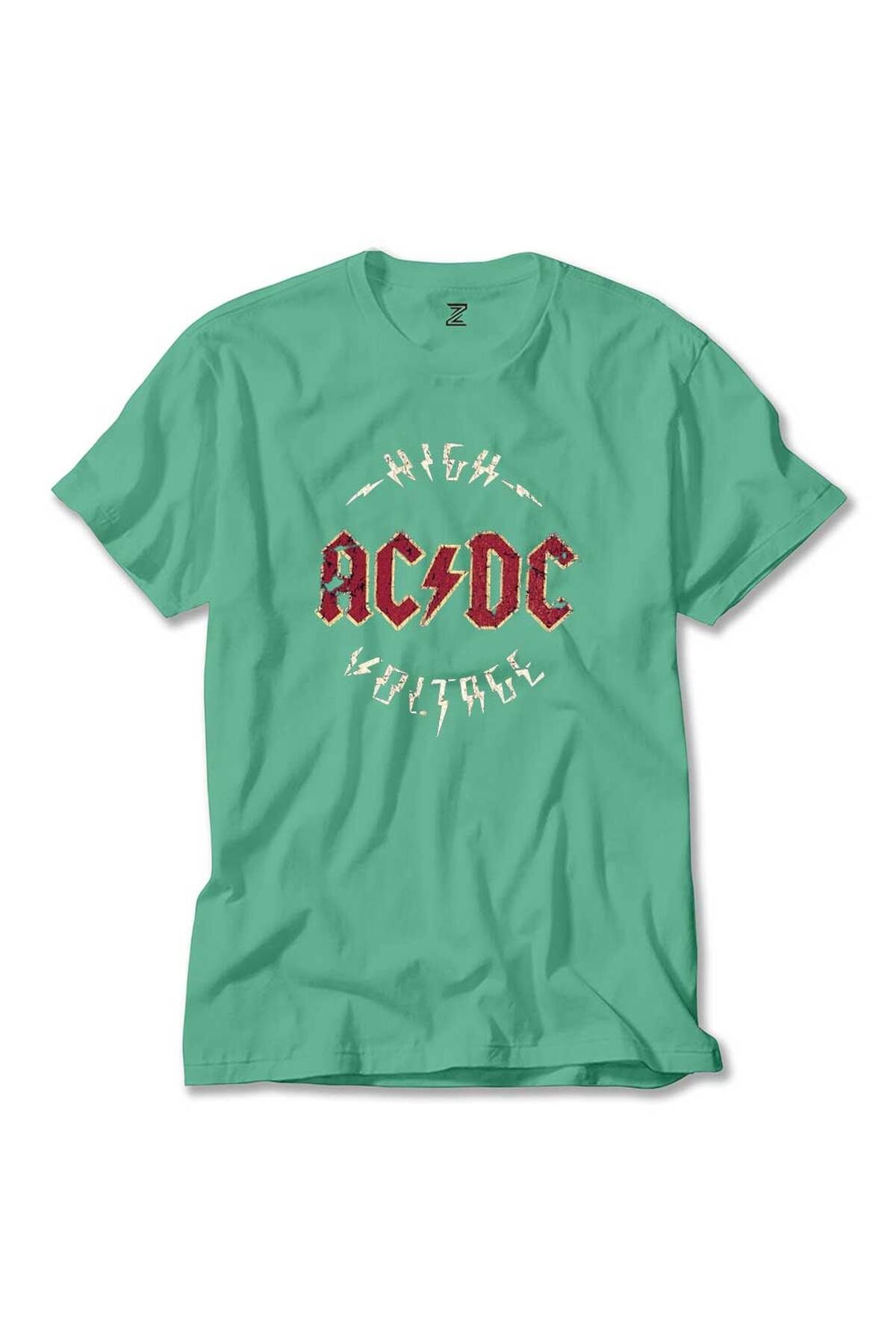 Z zepplin Ac Dc Logo Vintage Yeşil Tişört