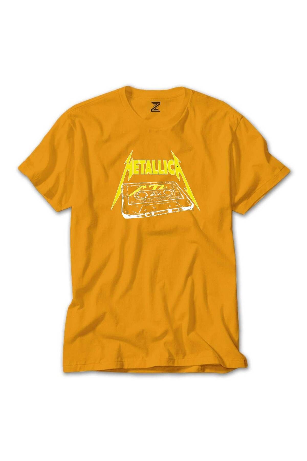 Z zepplin Metallica Tape Sarı Tişört