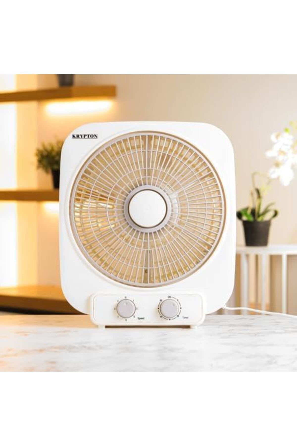 KRYPTON-Compact 10" Box Fan – 3-speed, 6 Pp Blades, Timer Function, Silent Operation 3