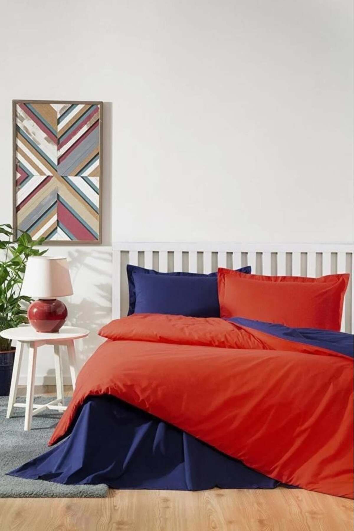 swilex Tek Kişilik Ranforce Nevresim Takımı Colormix Kırmızı Lacivert