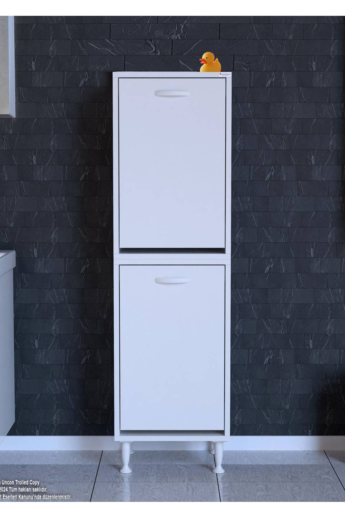 Modilayn 40x138x32,5 cm Gizli 2 Gözlü Minimalist Akıllı Sepetli Dolap Çok Amaçlı Dolap Mutfak Dolabı
