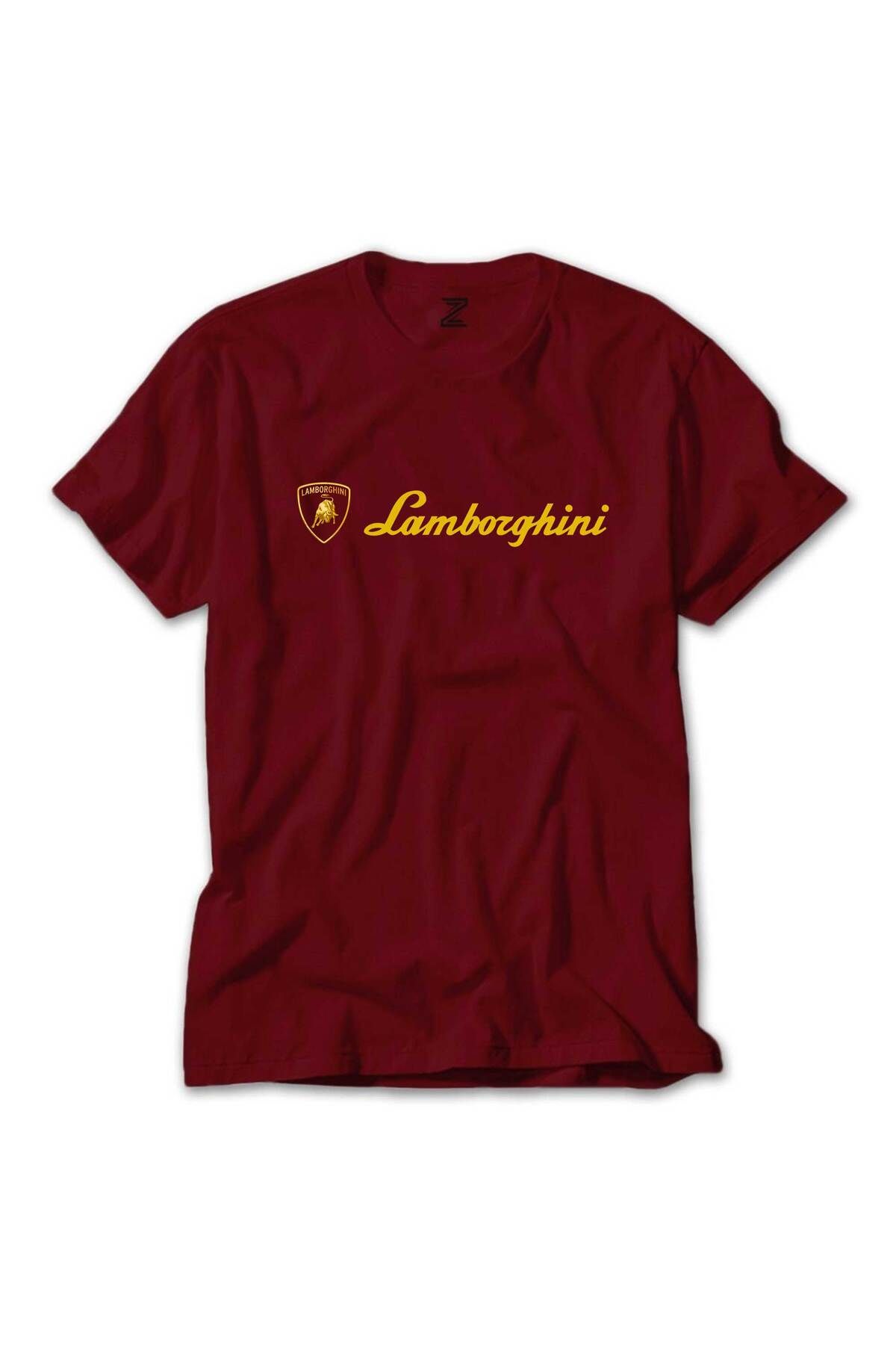 Z zepplin Lamborghni Gold Logo Text Kırmızı Tişört