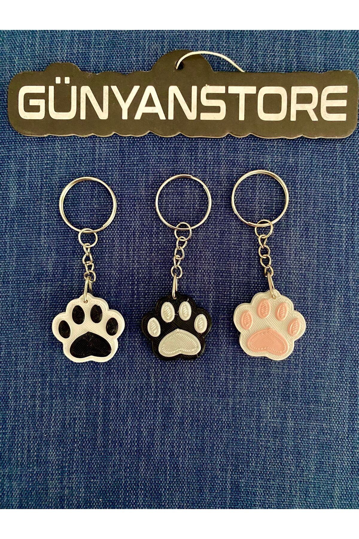 Günyan Store Sevimli Kedi & Köpek Pati Anahtarlık (3 Adet)