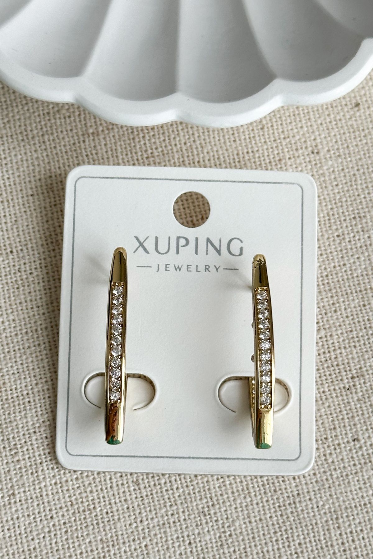 Modacaprea Xuping 14K Su yolu V Çift Taraflı Kadın Küpe – Kararmaz | Kadın Takı Xuping Küpe