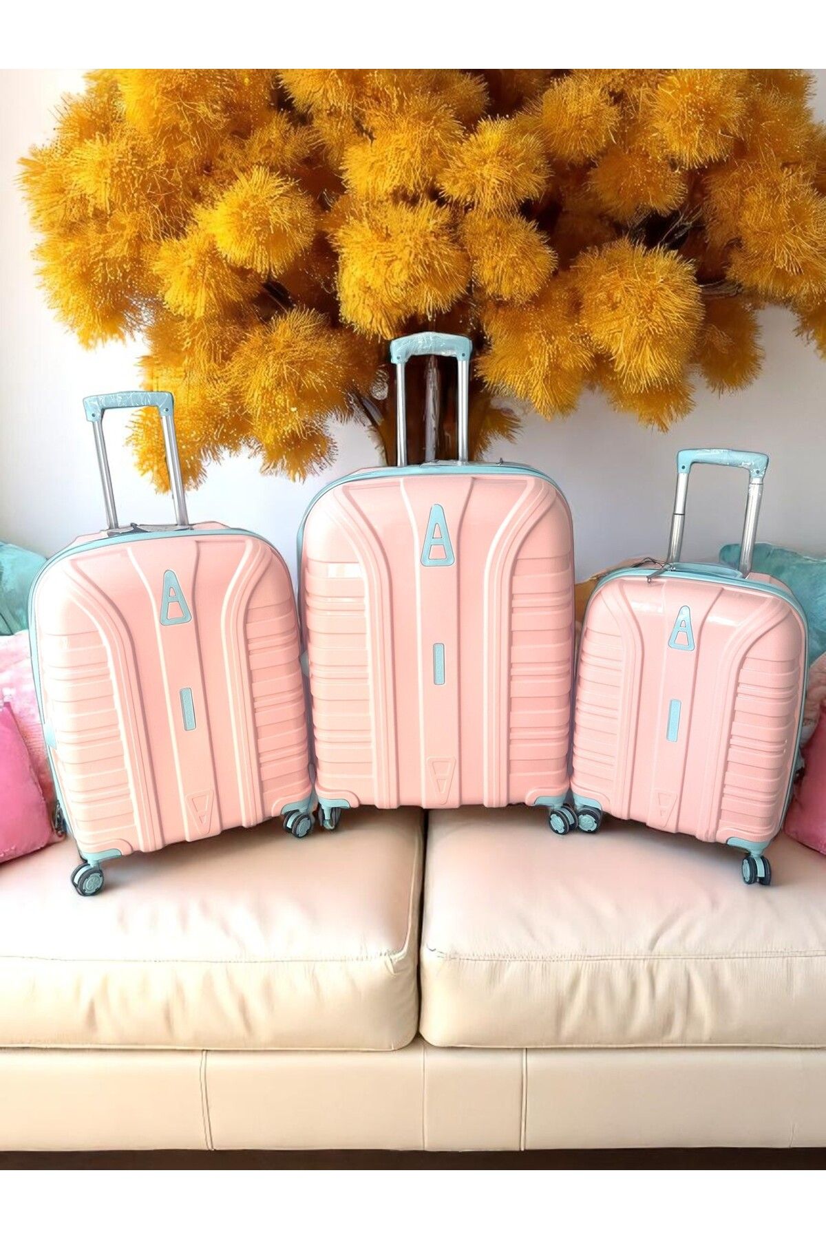 Metro 63 Silikon Pembe Paket Valiz Seti