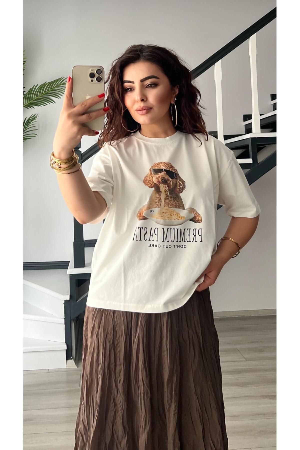 Oslove Beyaz Pemium Pasta&Dog Tshirt