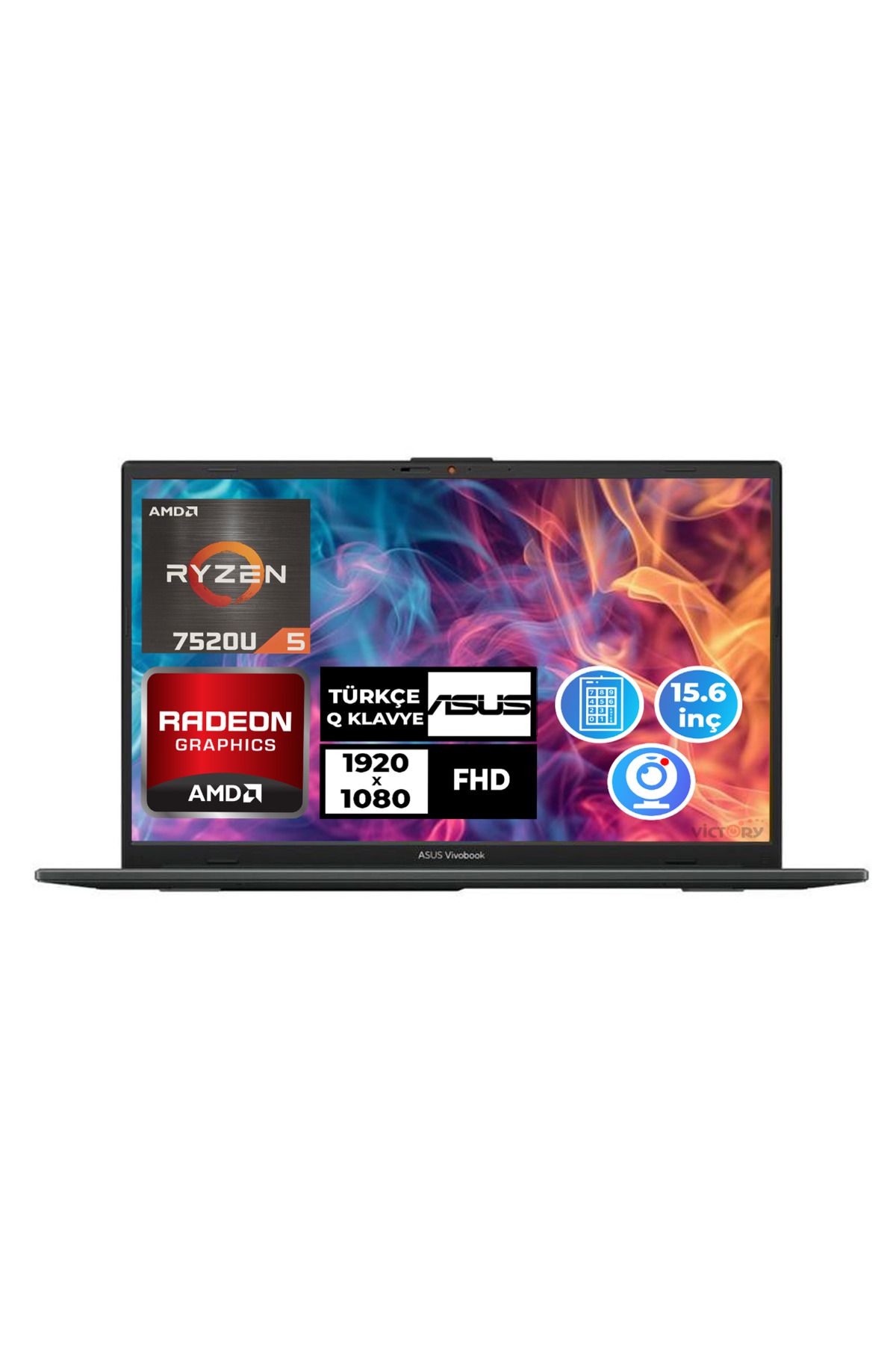 ASUS Vivobook Go 15 Ryzen 5 7520U 16GB RAM 512GB SSD 15.6" FHD W11P Laptop E1504FA-NJ1465 006