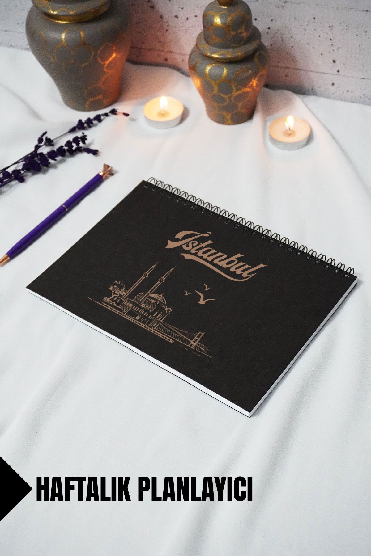 markcat A5 İstanbul Temalı Siyah Kraft Kapaklı Defter - Çizgili Defter - 60 yaprak (120 sayfa) 15x21 cm