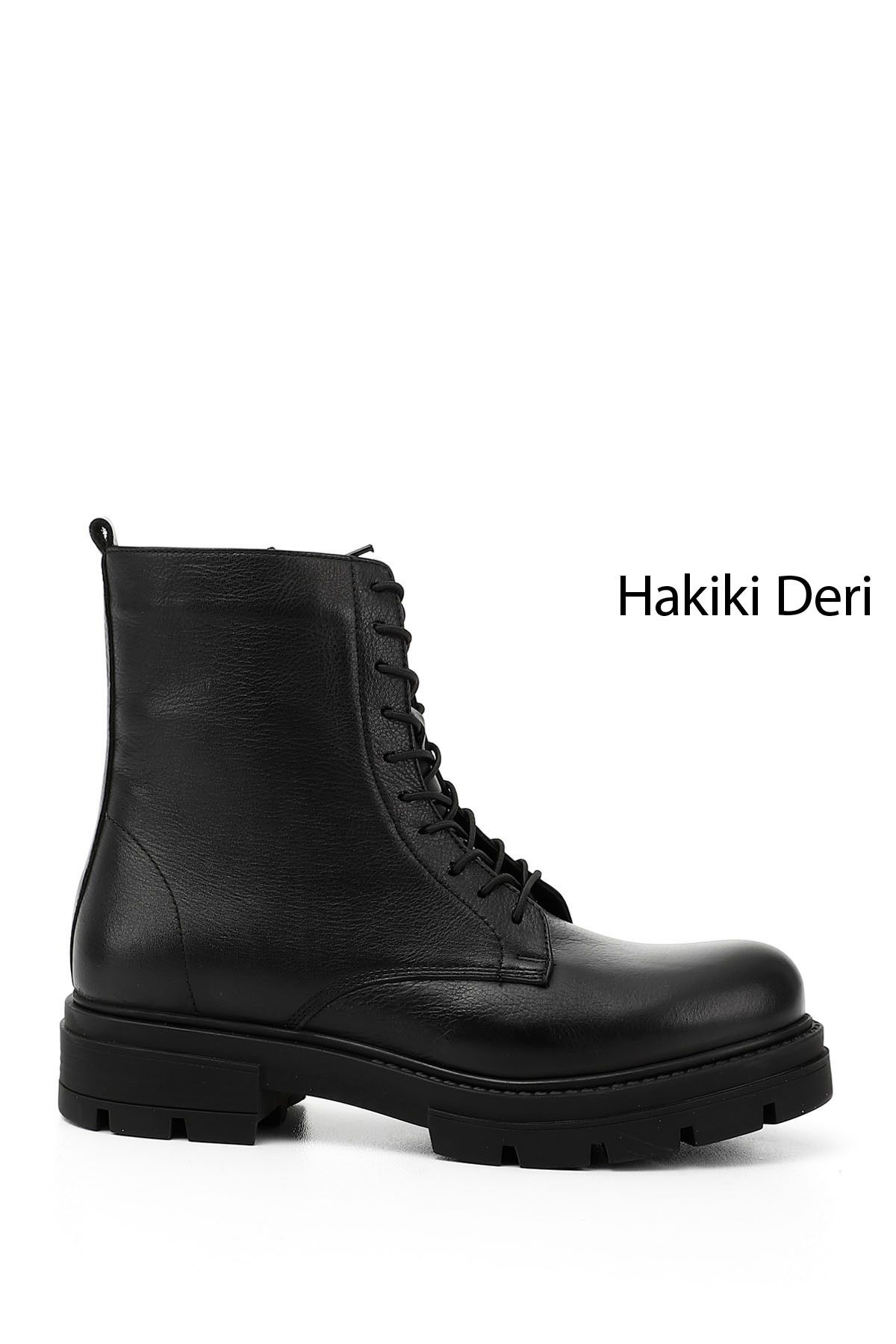 GÖNDERİ(R) Kadın / Kız Siyah Fermuarlı Hakiki Deri Postal Bot