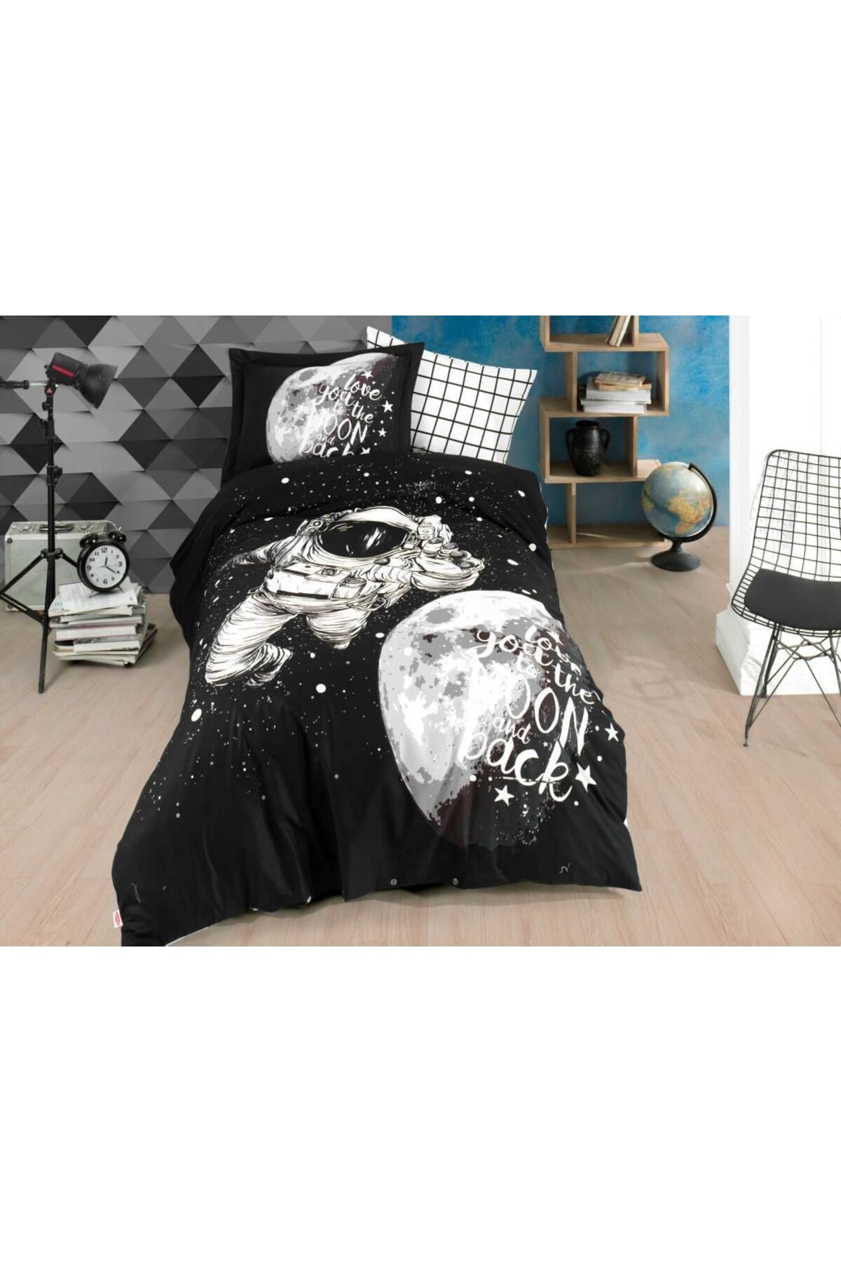swilex Hoby Tek Kişilik Poplin Nevresim Takımı Galaxy Siyah