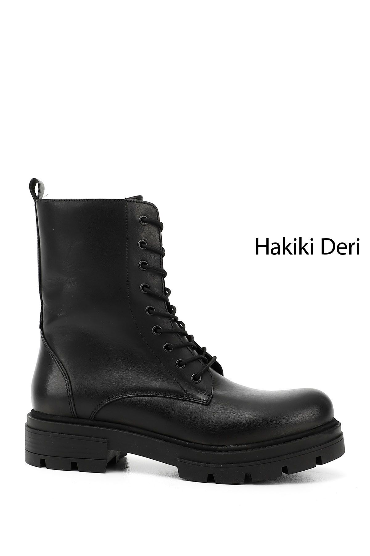GÖNDERİ(R) Kadın / Kız Siyah Fermuarlı Hakiki Deri Postal Bot