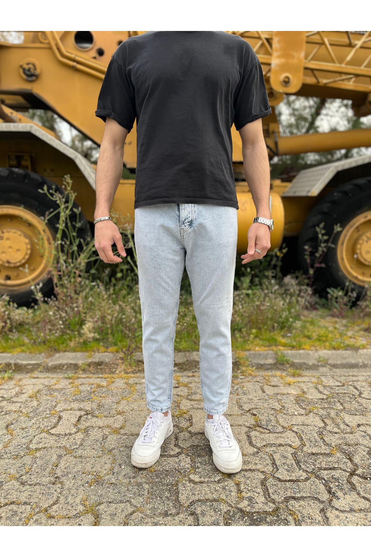G Wear Erkek Rahat Kalıp Buz Mavi Boyfriend Jean