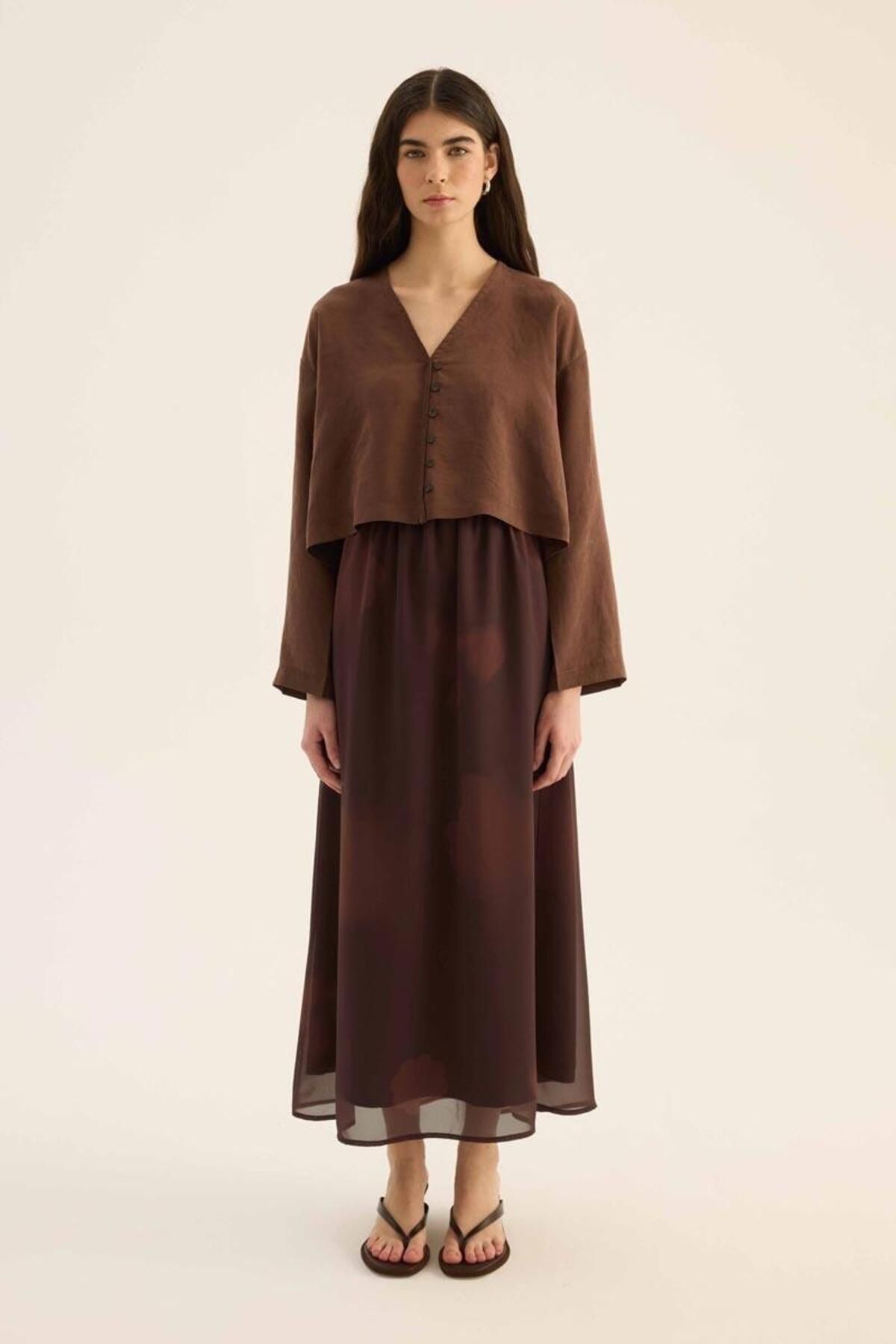 ALYOSHA FASHION Kısa Kimono Kahverengi