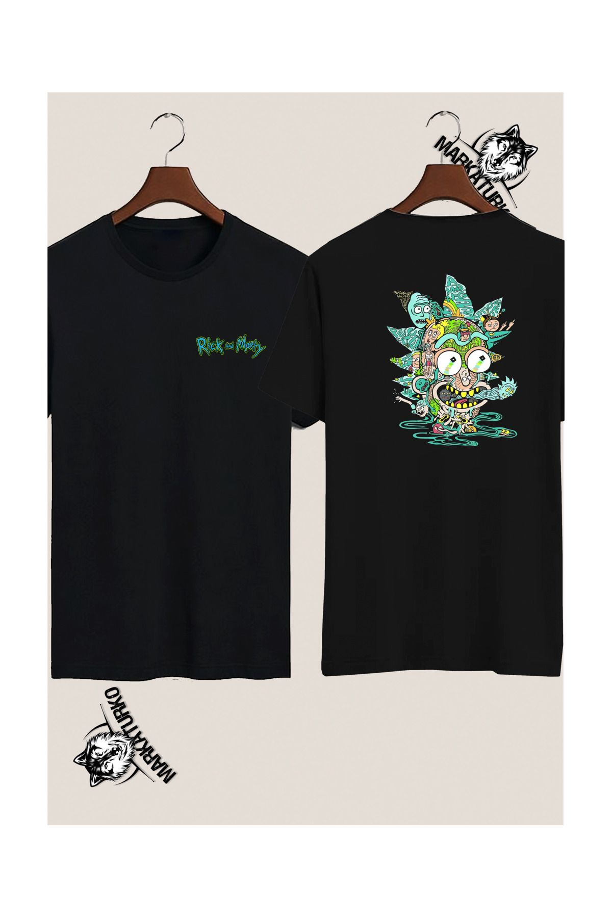 MarkaTurko RİCK AND MORTY ÖZEL TASARIM ÇİFT TARAF BASKILI TSHİRT 60944-8