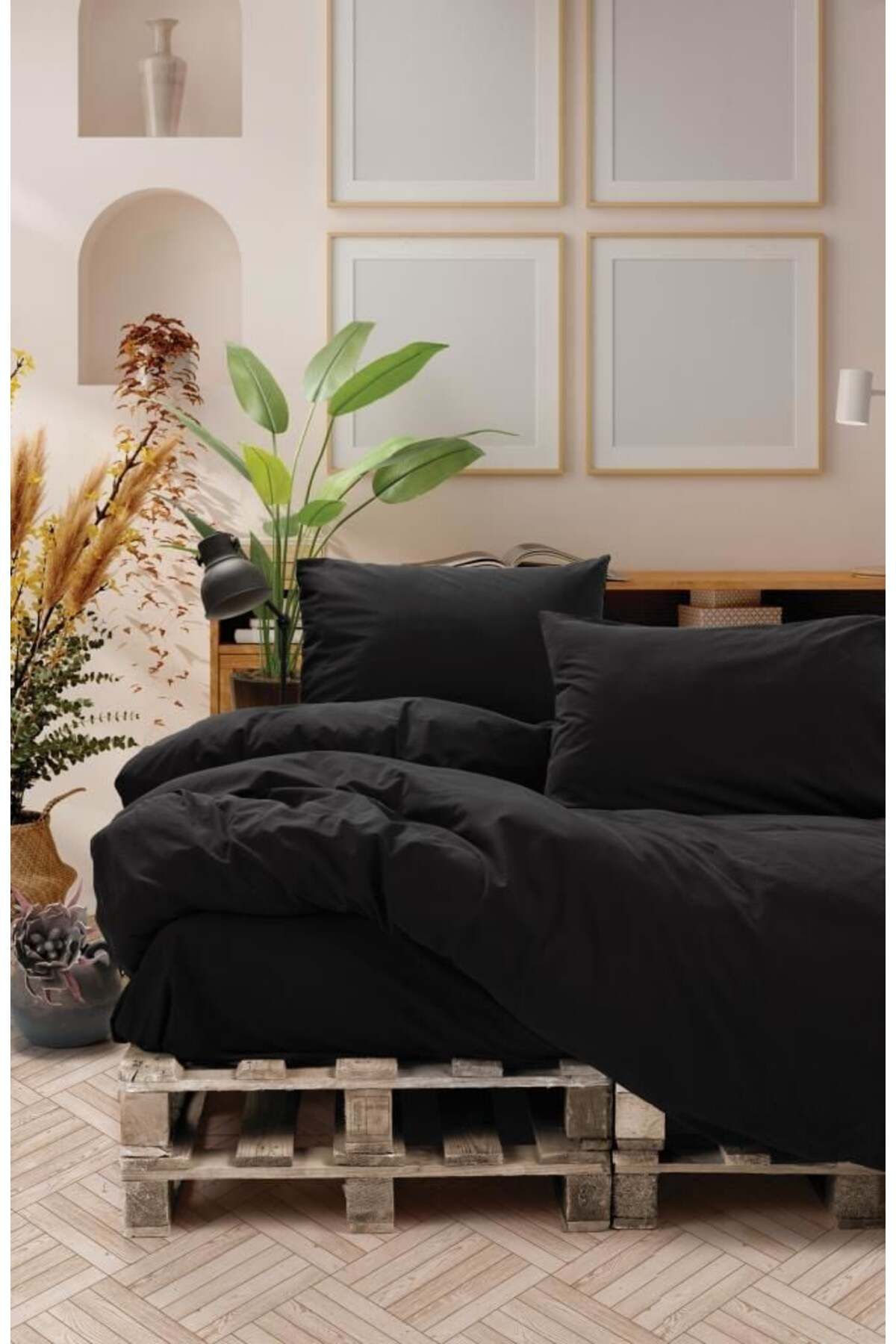 swilex * Box Neat Poplin Çift Kişilik Nevresim Takımı Siyah