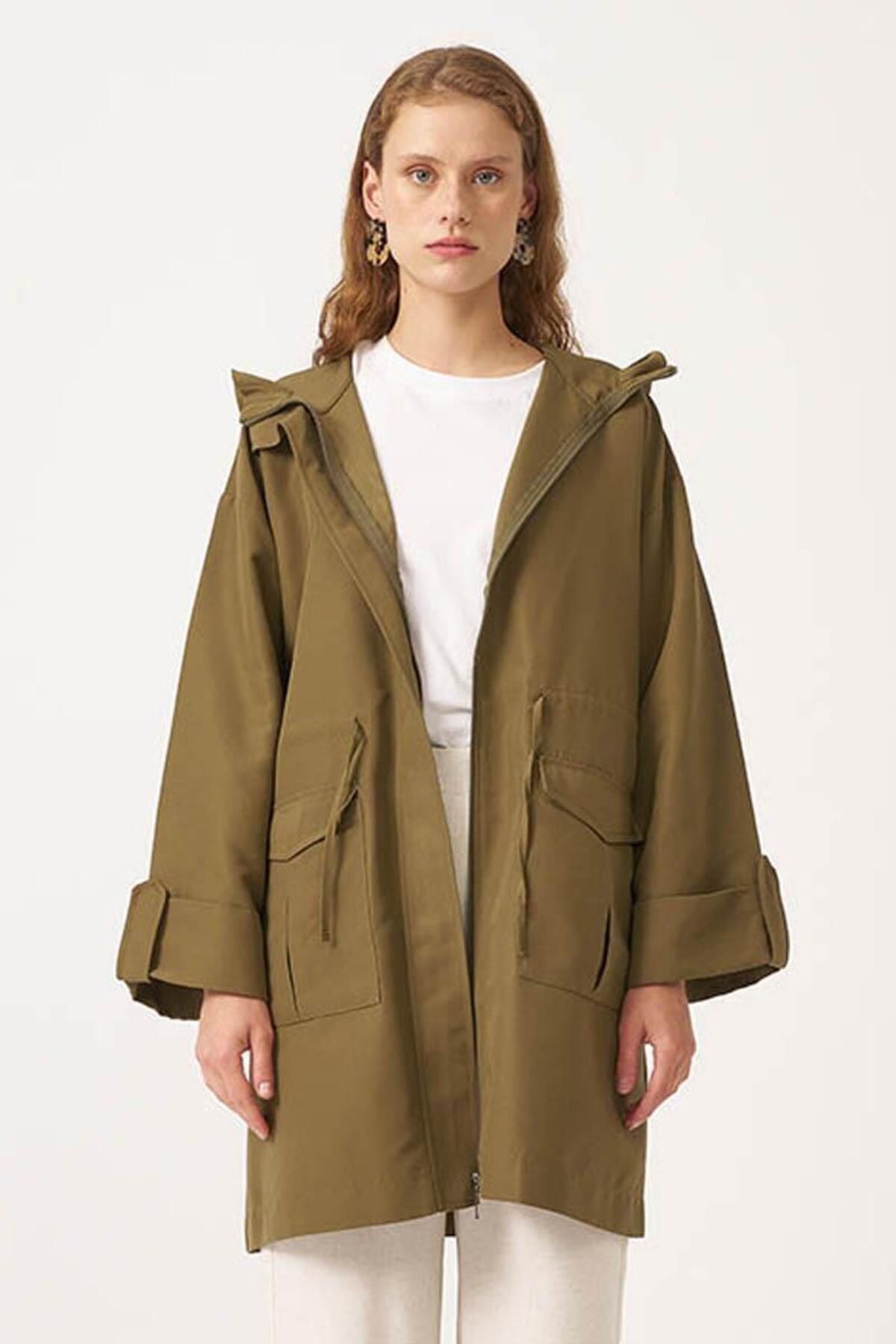 ALYOSHA FASHION Cepli Fermuarlı Ceket Haki