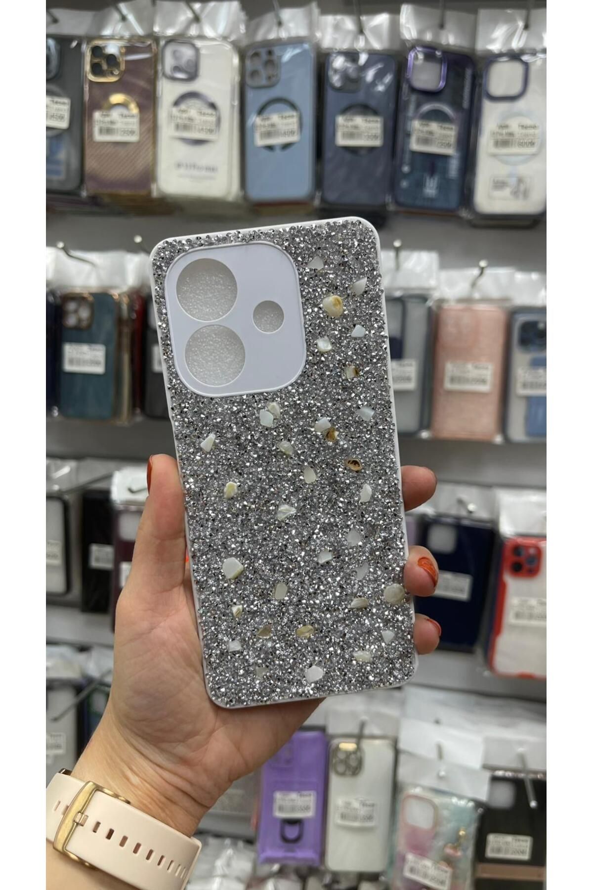 TECNOTREND Oppo A3 2024 Kılıf Parlak Taşlı Tasarım Pırlanta Kapak