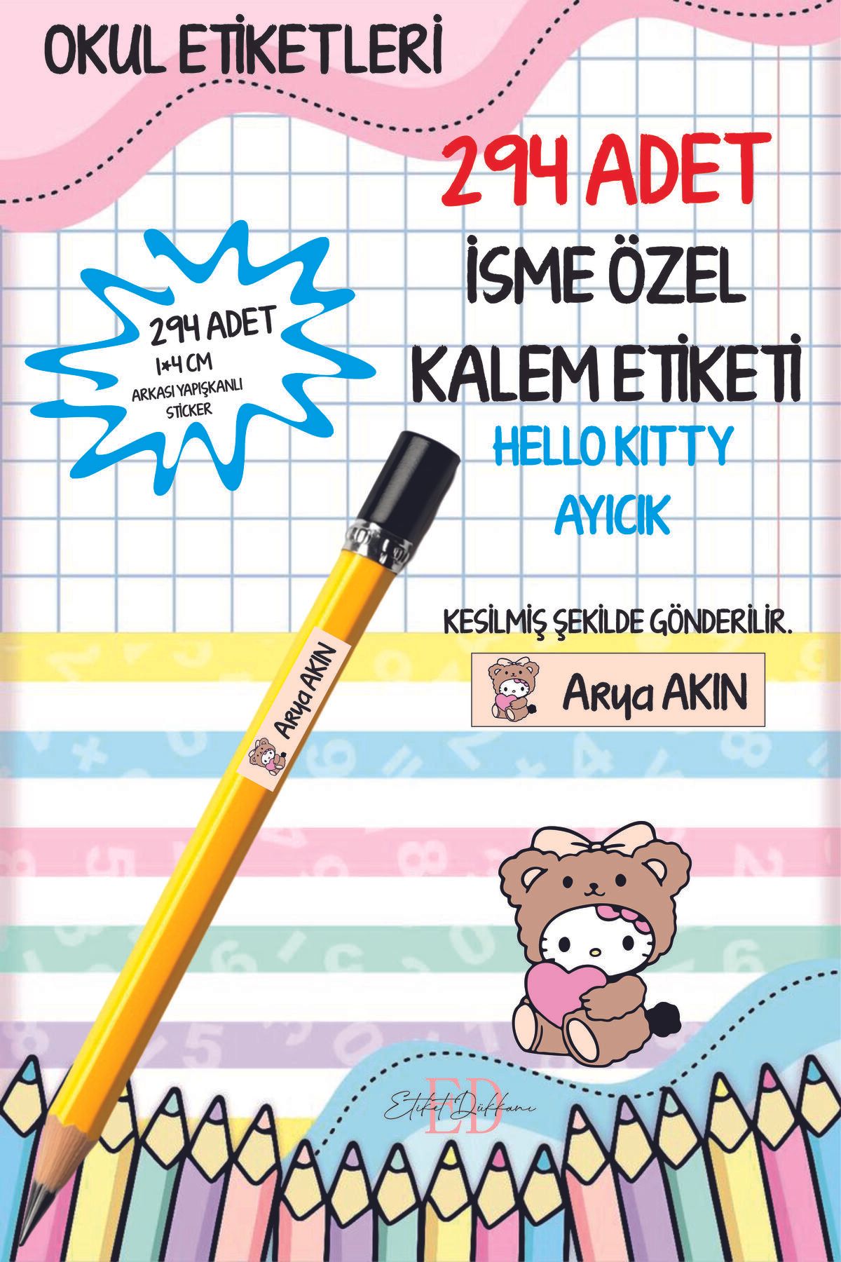 ETİKETİM KOPYA - Okul Etiketi Kalem Etiketi İsimli Kişiye Özel Capybara 294 ADET