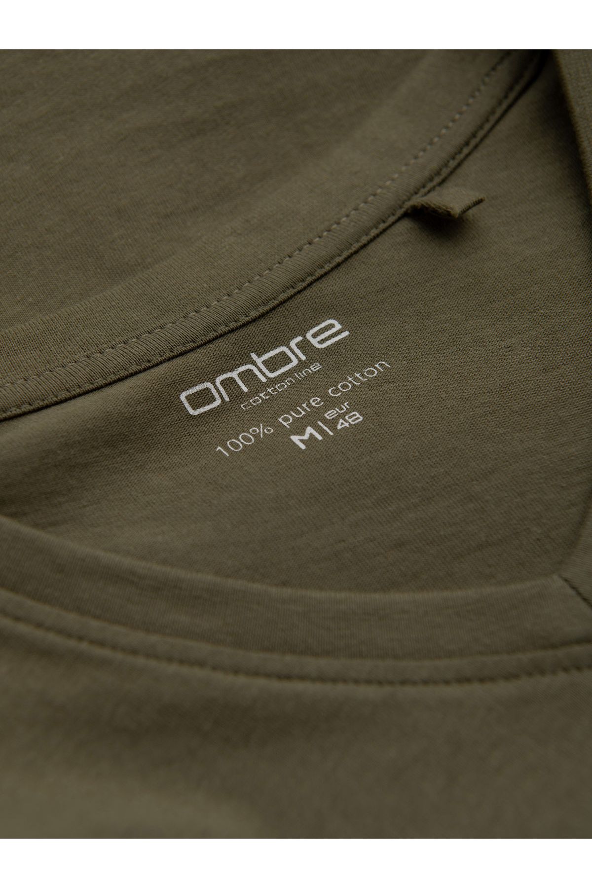 OMBRE-Unbedrucktes Herren Longsleeve mit V-Ausschnitt - Dunkeloliv V2 OM-LSBL-0108 XL 5