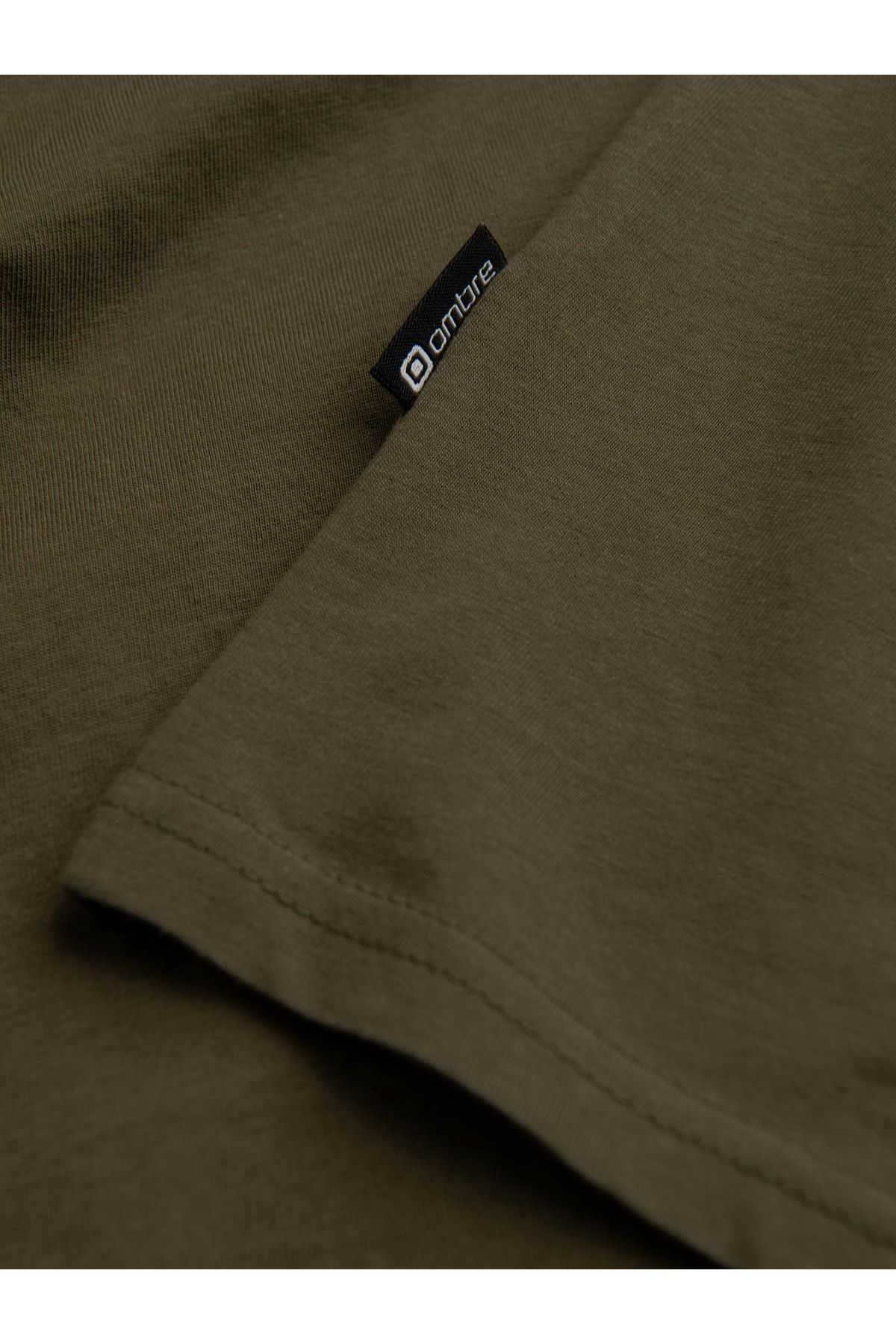OMBRE-Herren BASIC Longsleeve mit Rundhalsausschnitt - dunkeloliv V7 OM-LSBL-0106 L 6