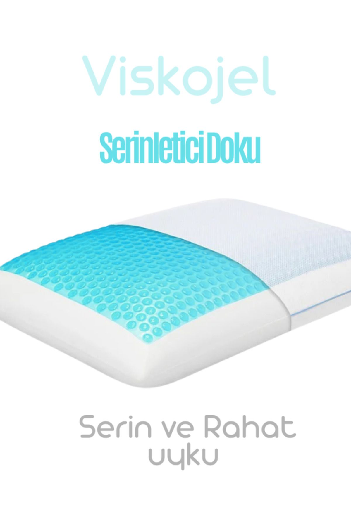 biomood Doku Ortapedik Visco Rahat Yastık & Hava Alabilen & Soğutma Jel Gözenekli & Baş Boyun Hafızalı