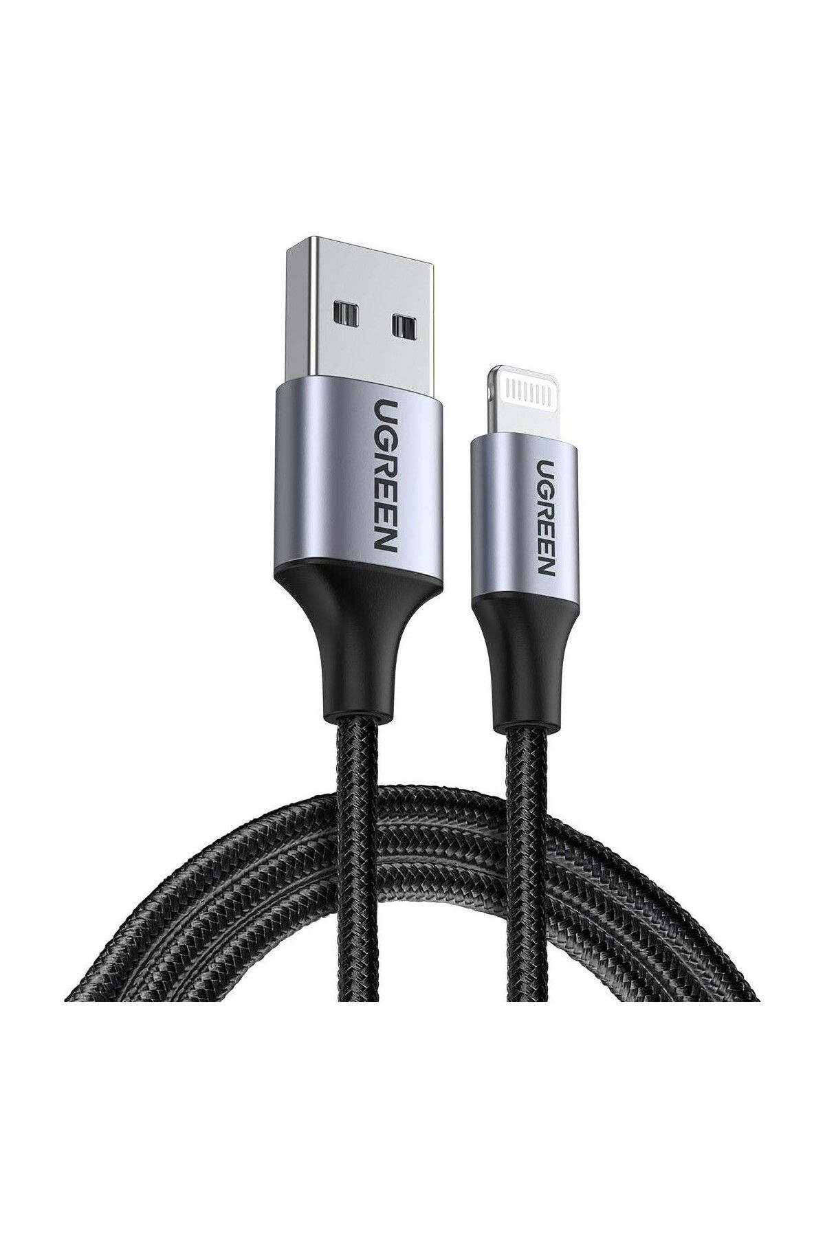 Ugreen Lightning - USB-A Örgülü MFi Sertifikalı İphone Hızlı Şarj Kablosu, 1.5 Metre, Siyah, 60157