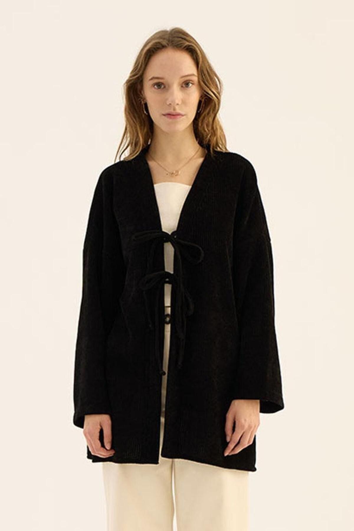 ALYOSHA FASHION Örgü Kimono Siyah