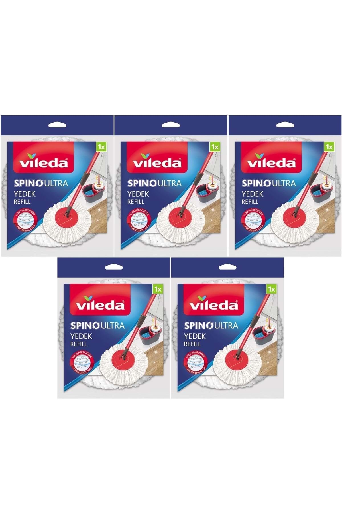 Vileda Spino Ultra Yedek Mop Paspas Ucu (%100 Mikrofiber) (5 Li Set)
