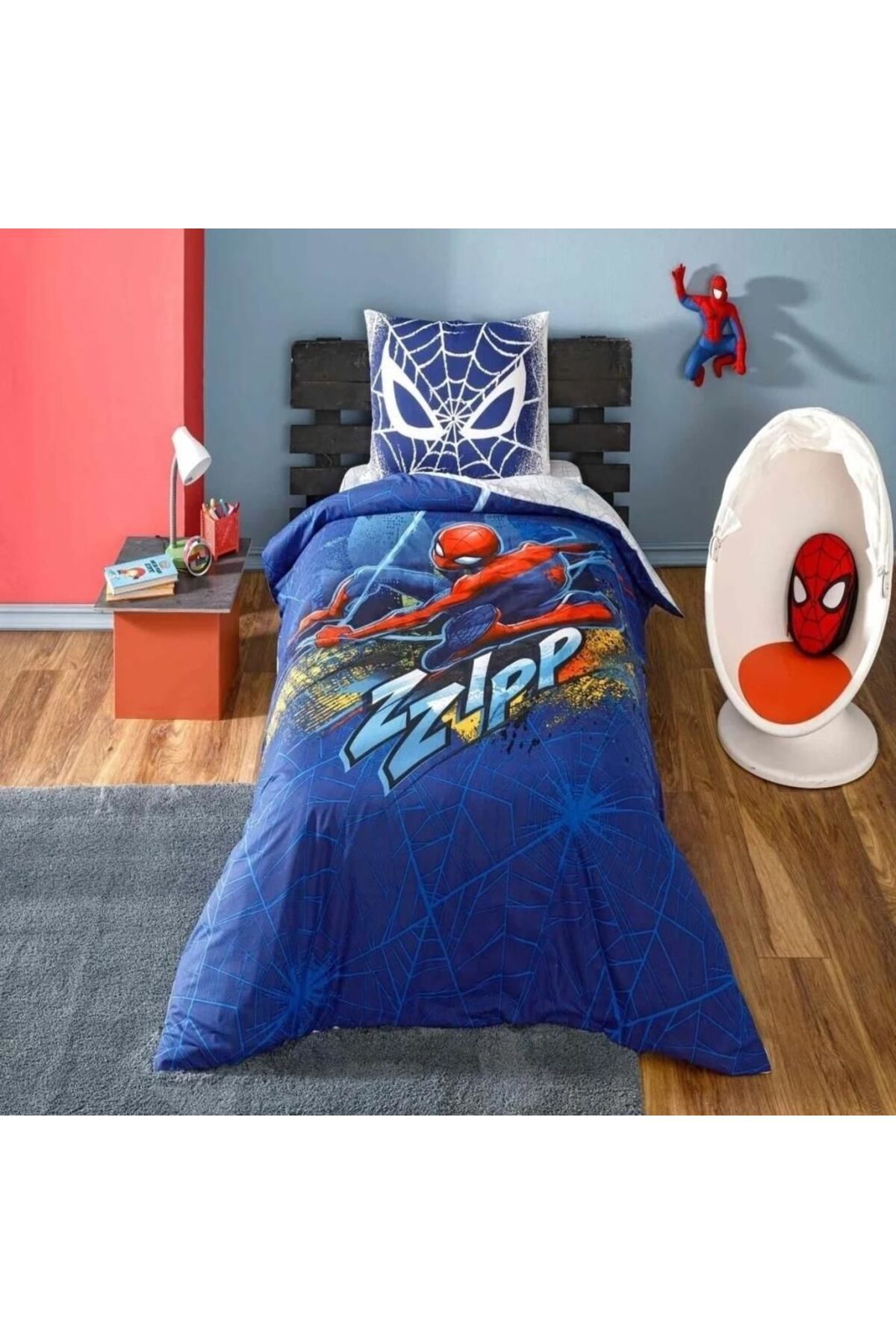 swilex vTaç Lisanslı Spiderman Blue Ciyt Tek Kişilik Nevresim Takımı