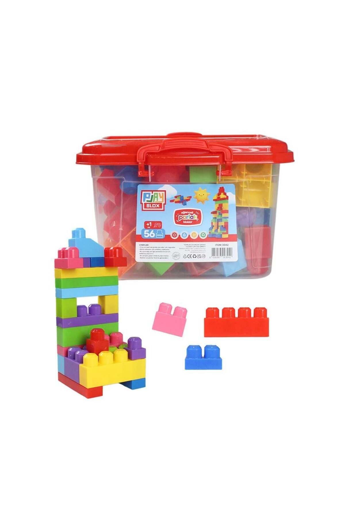 swilex Play BloSK Yapı Oyuncakları 56 Parça Kovalı Parlak Renkler Mega Blok Seti 3042