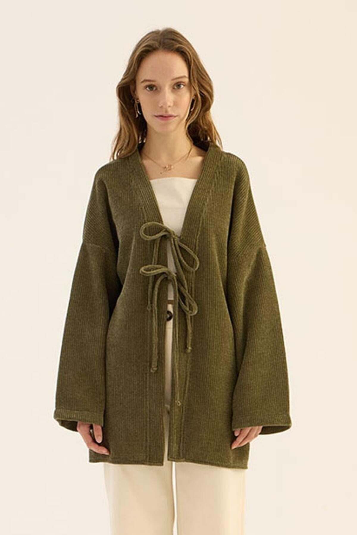 ALYOSHA FASHION Örgü Kimono Haki