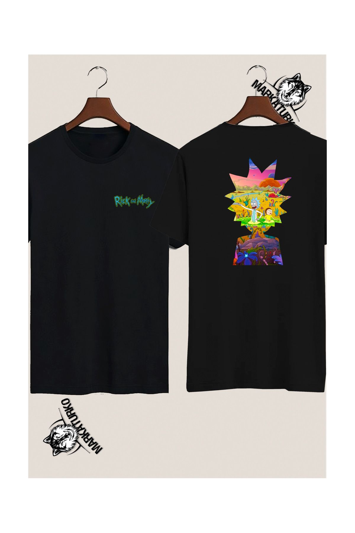MarkaTurko RİCK AND MORTY ÖZEL TASARIM ÇİFT TARAF BASKILI TSHİRT 60943-8